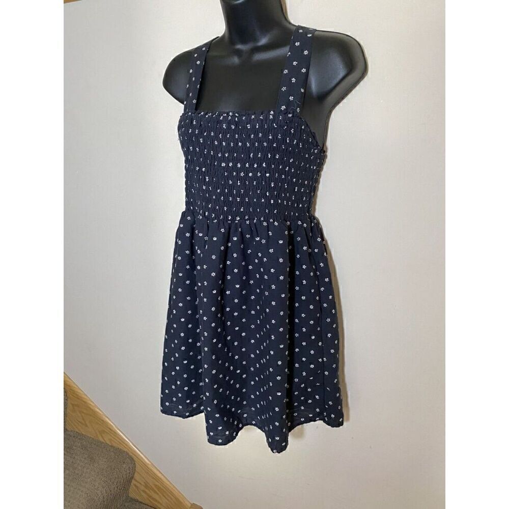 NWT American Eagle Lined Black/White Daisy Print Cotton/Linen Sundress Women's M